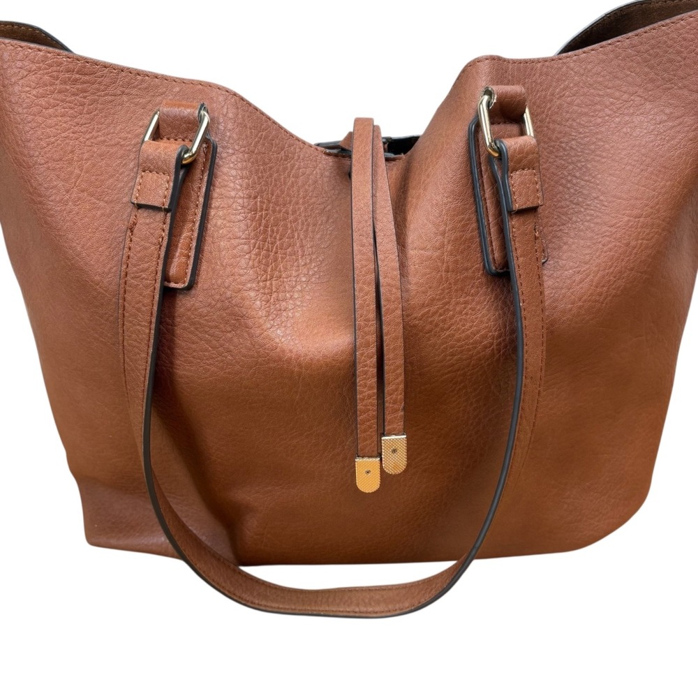 ALDO Rhardoniaa Large Pebbled Tote Plus Travel Pouch‎ Cognac Laptop Bag Lined - Picture 2 of 11